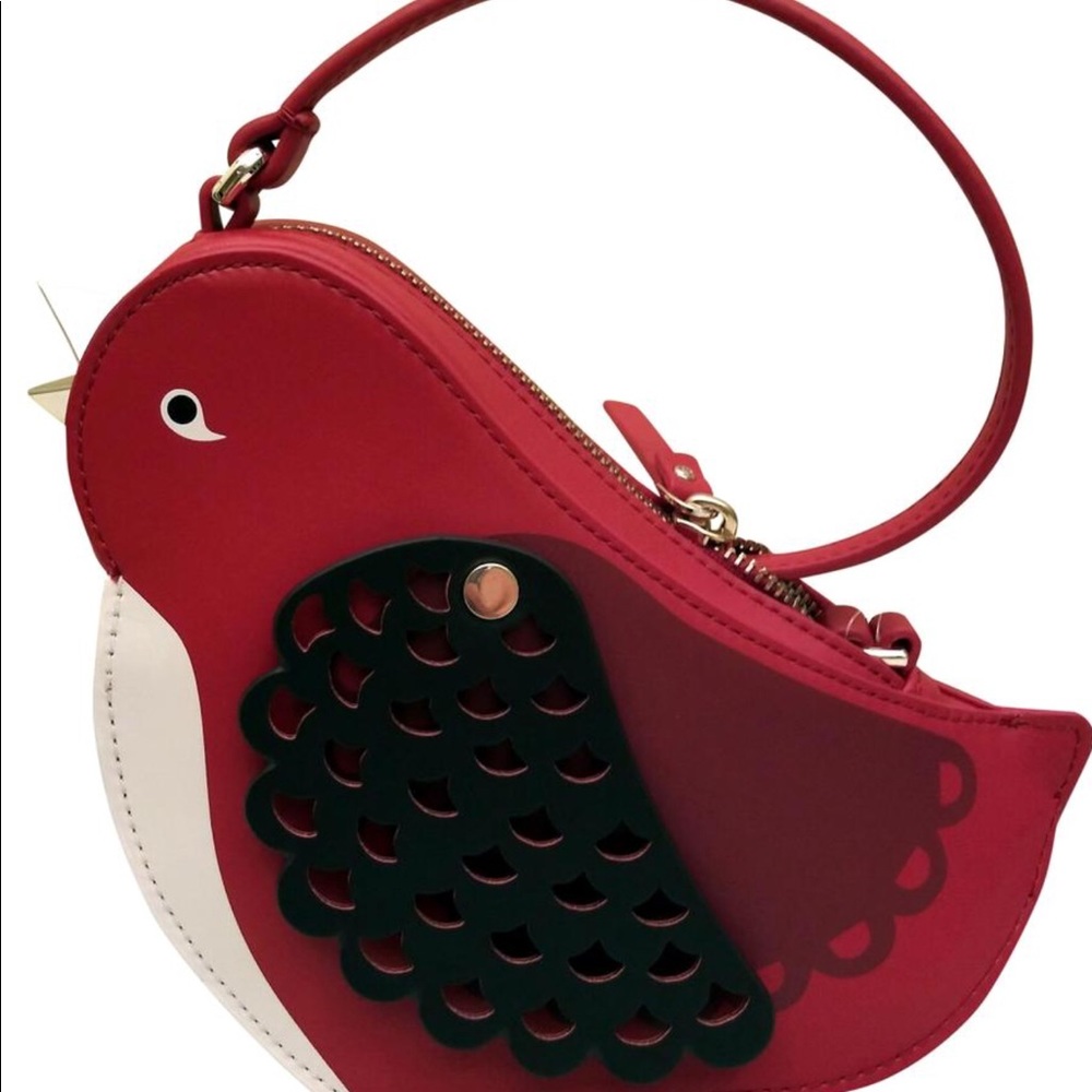 Ooh La La Bird Purs Red Leather Cross Body Bag
